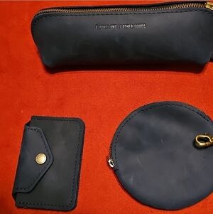 NEW 3 PORTLAND LEATHER ACCESSORIES DEEP WATER BLUE